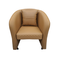 Salon Customer Chair Arm Rest Round 3232 Swivel Leather PU Cappuccino