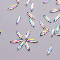 Rhinestone Diamond Crystal AB Gold Navette Shape 3x11mm 144pcs