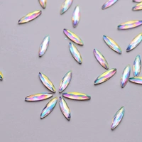 Rhinestone Diamond Crystal AB Gold Navette Shape 3x11mm 144pcs