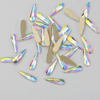 Rhinestone Diamond Crystal AB Gold Raindrop Shape 2x6mm 144pcs