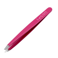 Lycon Precision Slanted Tip Eyebrow Stainless Steel Hair Tweezer Pink