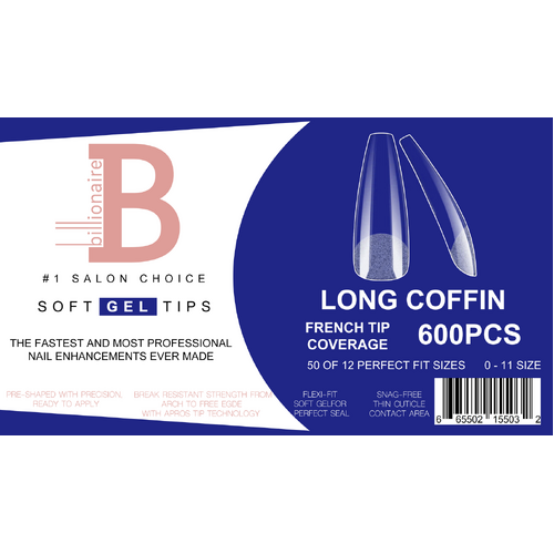 Billionaire Soft Gel Tips Box Nail False Fake Long Coffin - 550pcs