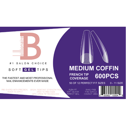 Billionaire Soft Gel Tips Box Nail False Fake Medium Coffin - 550pcs