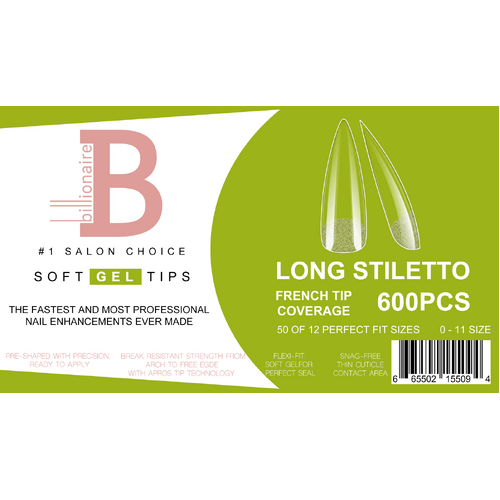 Billionaire Soft Gel Tips Box Nail False Fake Long Stile - 550pcs