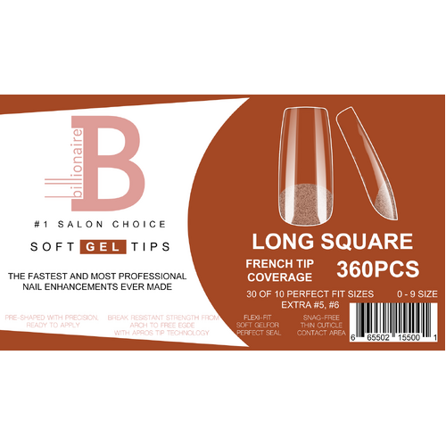 Billionaire Soft Gel Tips Box Nail False Fake Long Square - 550pcs