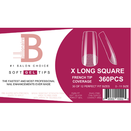 Billionaire Soft Gel Tips Box Nail False Fake Extra Long Square - 550pcs