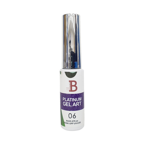 Billionaire - Liner Art UV LED Nail Gel Polish Platinum - 06 Dark Purple Glitter 8ml