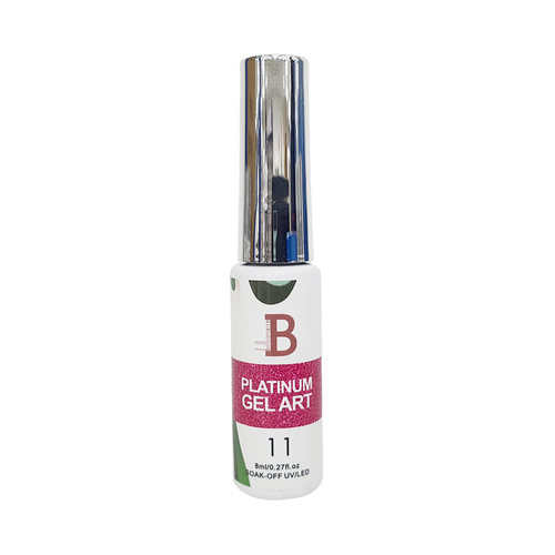 Billionaire - Liner Art UV LED Nail Gel Polish Platinum - 11 Red Glitter 8ml
