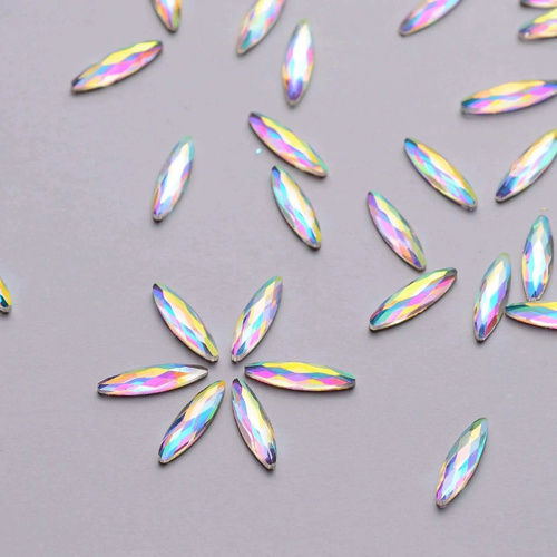 Rhinestone Diamond Crystal AB Gold Navette Shape 3x11mm 144pcs