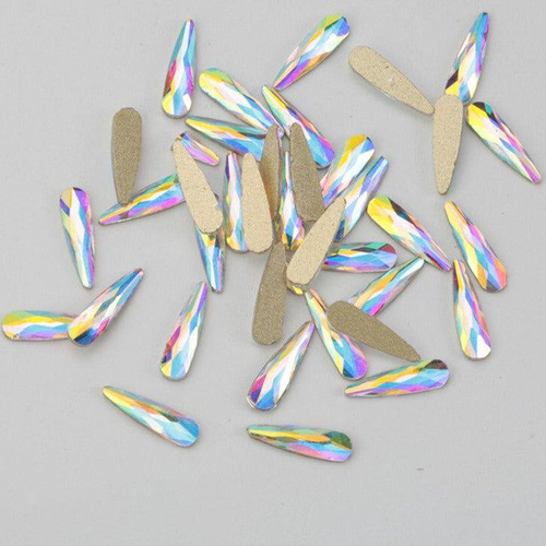 Rhinestone Diamond Crystal AB Gold Raindrop Shape 2x6mm 144pcs