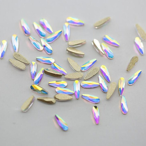 Rhinestone Diamond Crystal AB Gold Raindrop Shape 3x10mm 144pcs