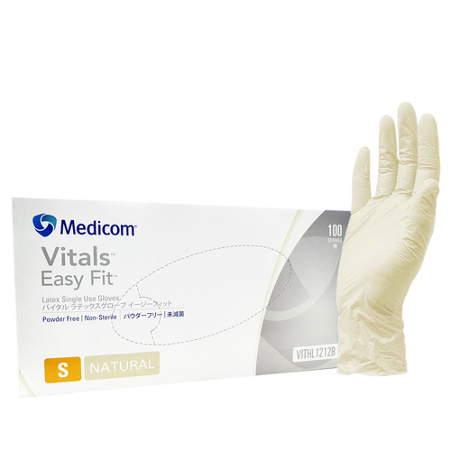 Medicom - Vitals Easy Fit Latex Powder Free Gloves Size S Small 100pcs