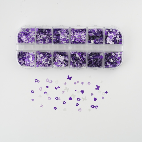 Nail art decoration - Purple small shape mixed