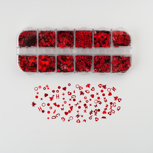 Nail art decoration - Red small shape mixed