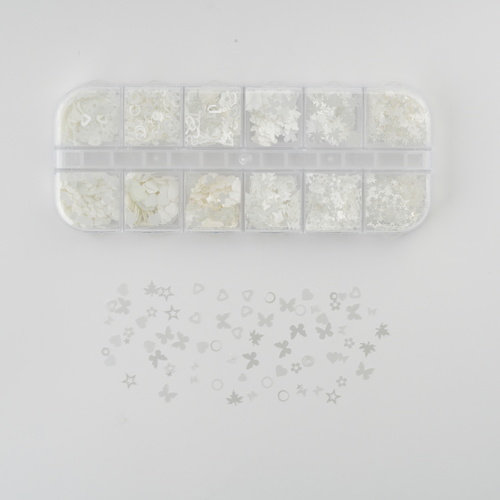 Nail art decoration - White small shape mixed