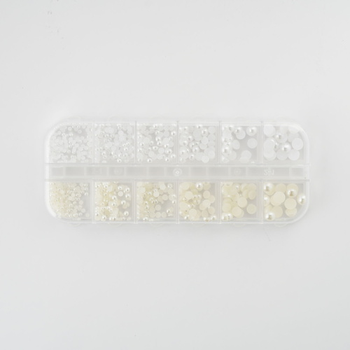 Nail art decoration - 2-6mm Semi-sphere Pearl White and Beige color set