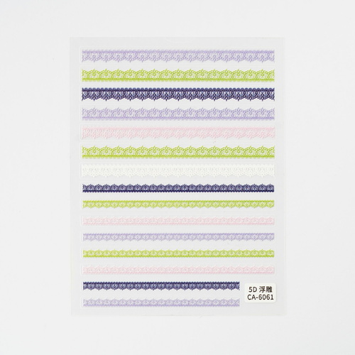 Nail art Stickers Green, Blue & White Ribbon mixed