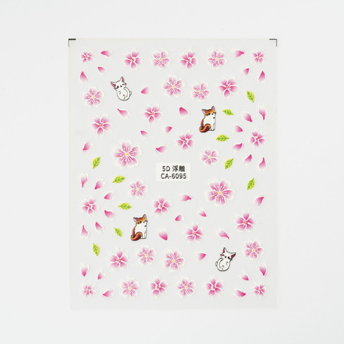 Nail art Stickers Cat & Flower Pedals mixed