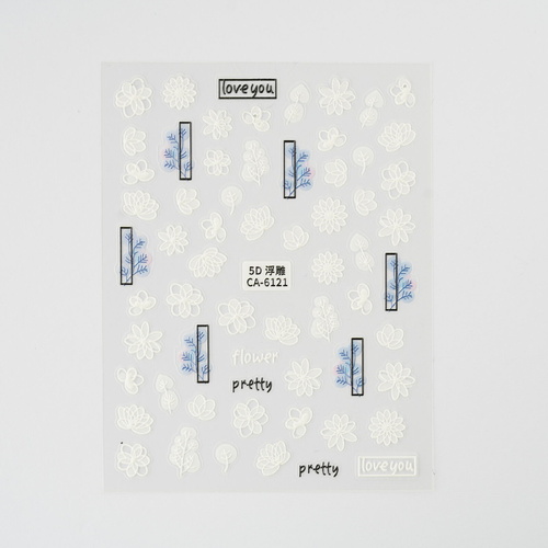 Nart art Stickers White Clear Flower Pedals mixed