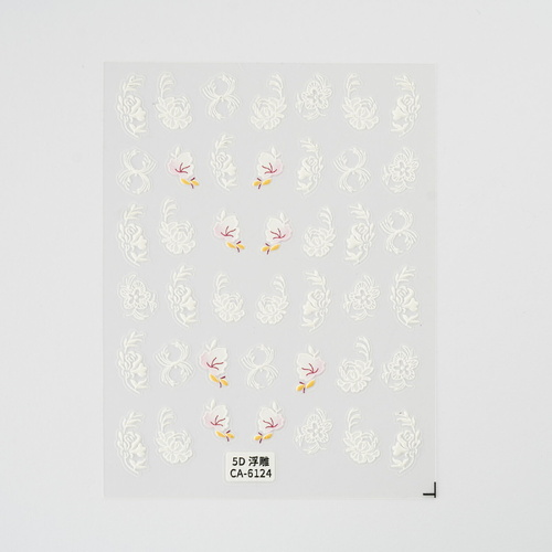 Nail art Stickers White Clear Flowers & Leaves mixed