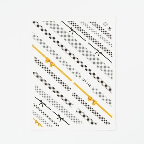 Nail art Sticker Black & Yellow Ribbon mixed