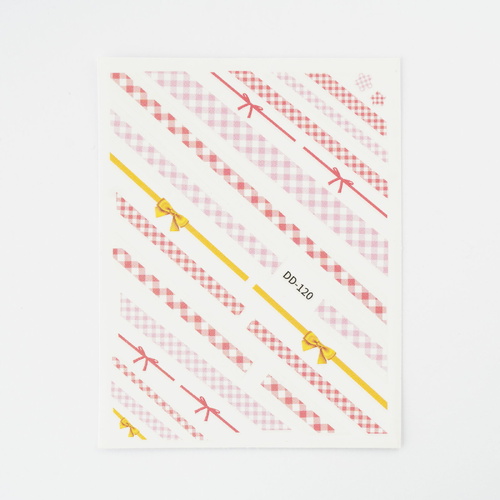 Nail art Stickers Pink & Yellow Ribbon mixed
