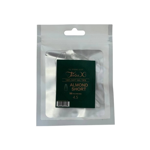 TiaraX - Gel X Soft Tips Nails Clear - Almond Short - Refill Tip Bags Size #4.5 50pcs