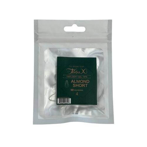 TiaraX - Gel X Soft Tips Nails Clear - Almond Short - Refill Tip Bags Size #4 50pcs