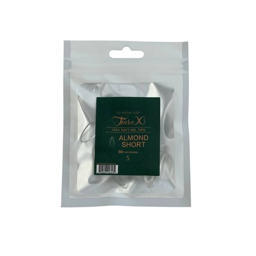 TiaraX - Gel X Soft Tips Nails Clear - Almond Short - Refill Tip Bags Size #5 50pcs