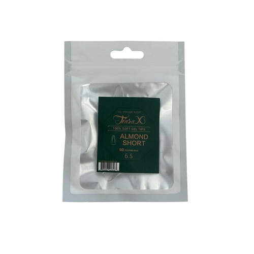 TiaraX - Gel X Soft Tips Nails Clear - Almond Short - Refill Tip Bags Size #6.5 50pcs