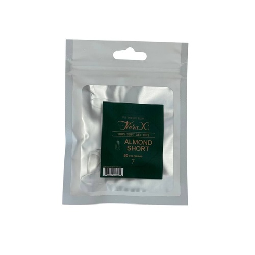TiaraX - Gel X Soft Tips Nails Clear - Almond Short - Refill Tip Bags Size #7 50pcs