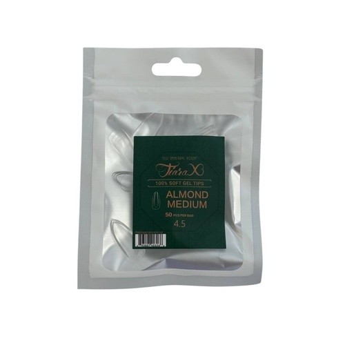 TiaraX - Gel X Soft Tips Nails Clear - Almond Medium - Refill Tip Bags Size #4.5 50pcs