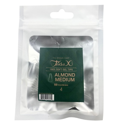 TiaraX - Gel X Soft Tips Nails Clear - Almond Medium - Refill Tip Bags Size #4 50pcs