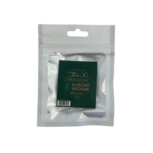 TiaraX - Gel X Soft Tips Nails Clear - Almond Medium - Refill Tip Bags Size #5.5 50pcs