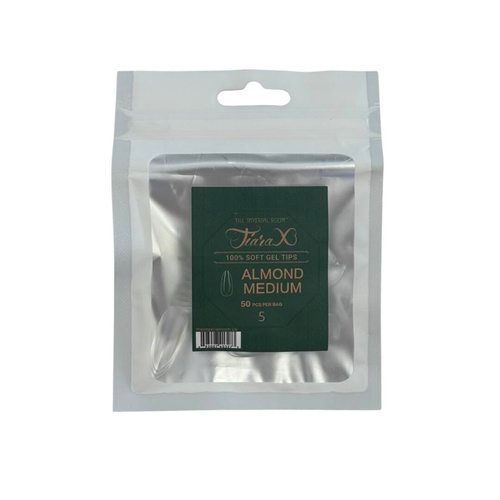 TiaraX - Gel X Soft Tips Nails Clear - Almond Medium - Refill Tip Bags Size #5 50pcs