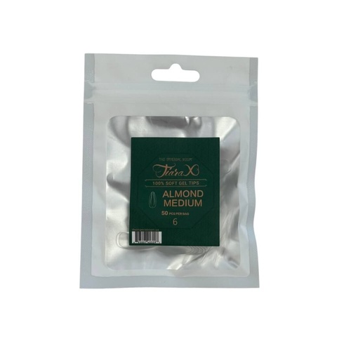TiaraX - Gel X Soft Tips Nails Clear - Almond Medium - Refill Tip Bags Size #6 50pcs