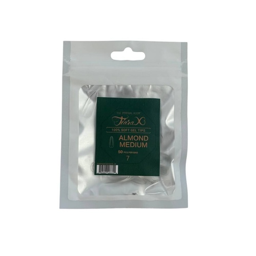 TiaraX - Gel X Soft Tips Nails Clear - Almond Medium - Refill Tip Bags Size #7 50pcs