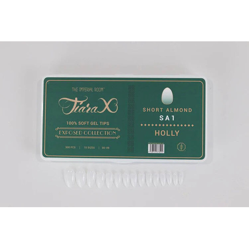 TiaraX Gel X Soft Tips Nails Colored Tips Box EXPOSED Collection #SA1 Holly Short Almond 300pcs
