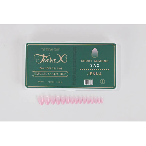 TiaraX Gel X Soft Tips Nails Colored Tips Box EXPOSED Collection #SA2 Jenna Short Almond 300pcs