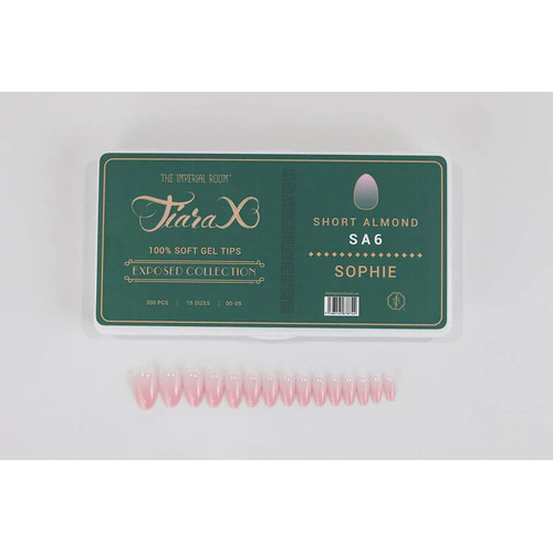 TiaraX Gel X Soft Tips Nails Colored Tips Box EXPOSED Collection #SA6 Sophie Short Almond 300pcs