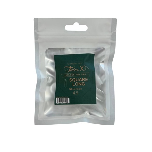 TiaraX - Gel X Soft Tips Nails Clear - Square Long - Refill Tip Bags Size #4.5 50pcs