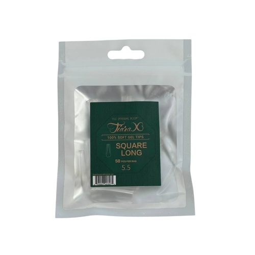 TiaraX - Gel X Soft Tips Nails Clear - Square Long - Refill Tip Bags Size #5.5 50pcs