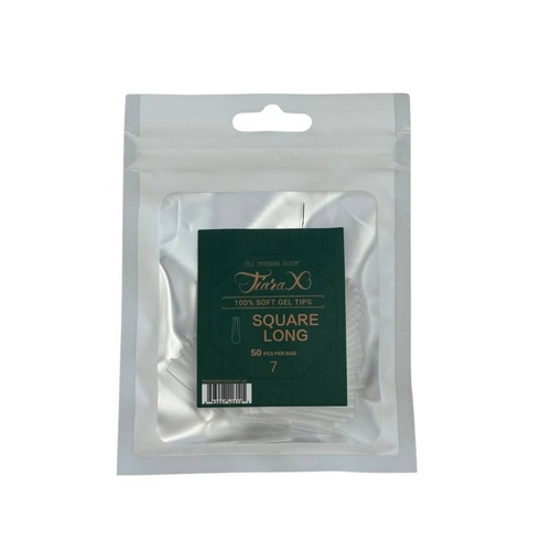 TiaraX - Gel X Soft Tips Nails Clear - Square Long - Refill Tip Bags Size #7 50pcs