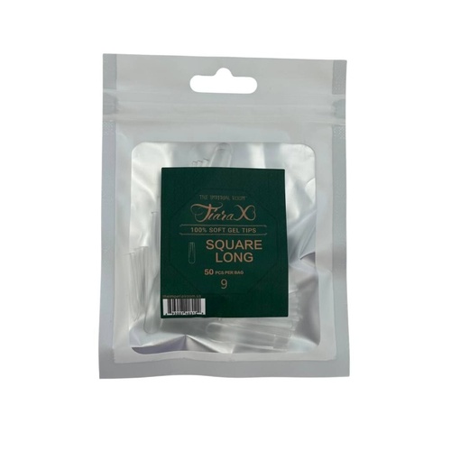 TiaraX - Gel X Soft Tips Nails Clear - Square Long - Refill Tip Bags Size #9 50pcs