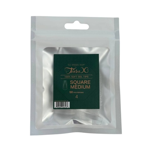 TiaraX - Gel X Soft Tips Nails Clear - Square Medium - Refill Tip Bags Size #4 50pcs