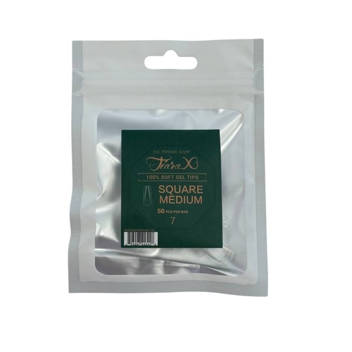 TiaraX - Gel X Soft Tips Nails Clear - Square Medium - Refill Tip Bags Size #7 50pcs