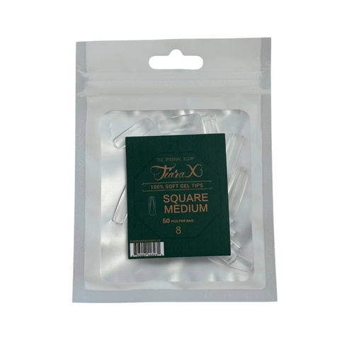 TiaraX - Gel X Soft Tips Nails Clear - Square Medium - Refill Tip Bags Size #8 50pcs