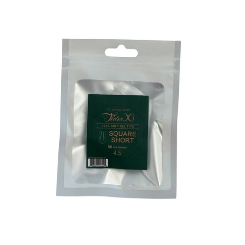 TiaraX - Gel X Soft Tips Nails Clear - Square Short - Refill Tip Bags Size #4.5 50pcs
