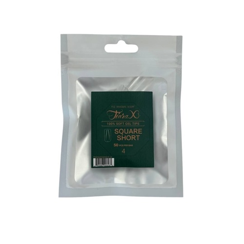 TiaraX - Gel X Soft Tips Nails Clear - Square Short - Refill Tip Bags Size #4 50pcs