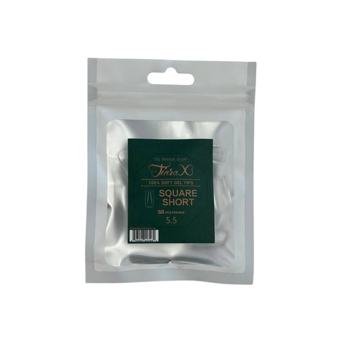 TiaraX - Gel X Soft Tips Nails Clear - Square Short - Refill Tip Bags Size #5.5 50pcs